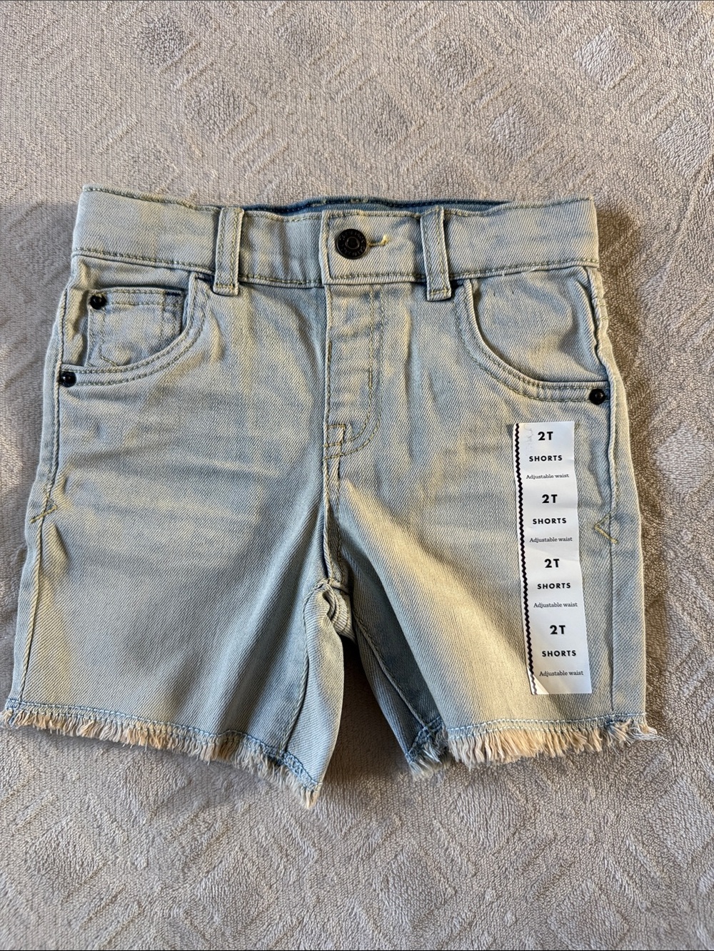 Cat & Jack Light Blue Denim Frayed-Hem Shorts - 2T